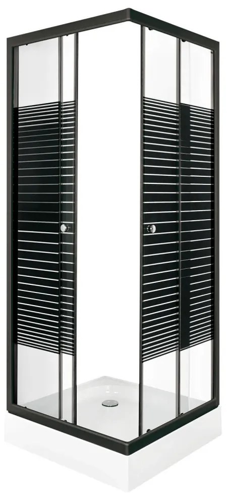 PICO Black stripe 90 szögletes zuhanykabin zuhanytálcával