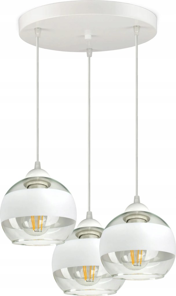 Mennyezeti Függő Lámpa Csillár Fehér Üveg Gömbök White Belt EZ3 Led E27