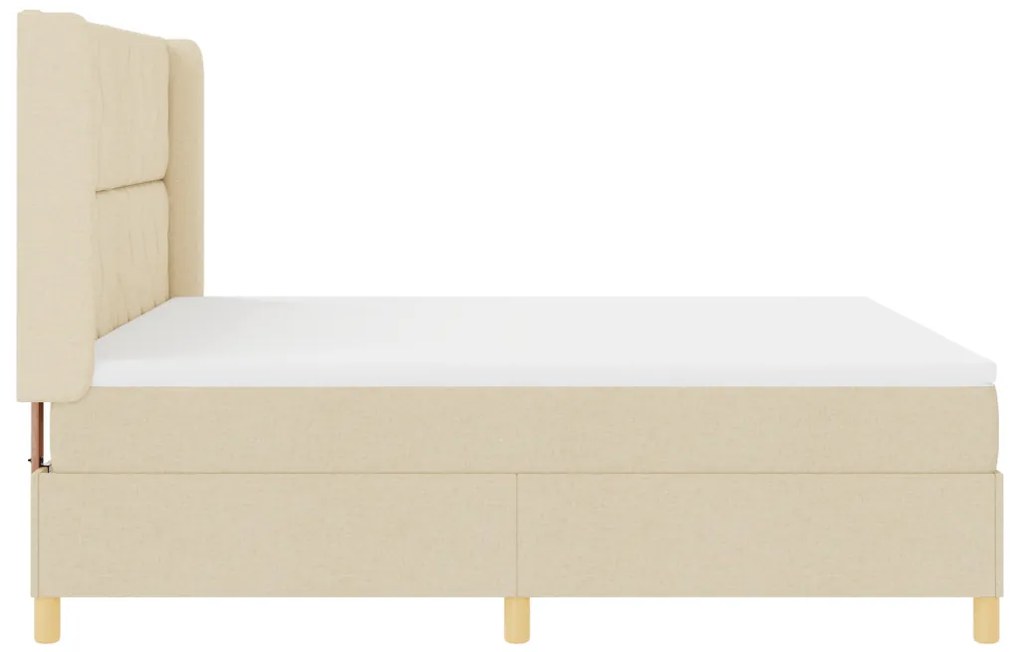 Boxspring Ágy Mattal és LED Fényekkel Krém 180x200 cm Textil
