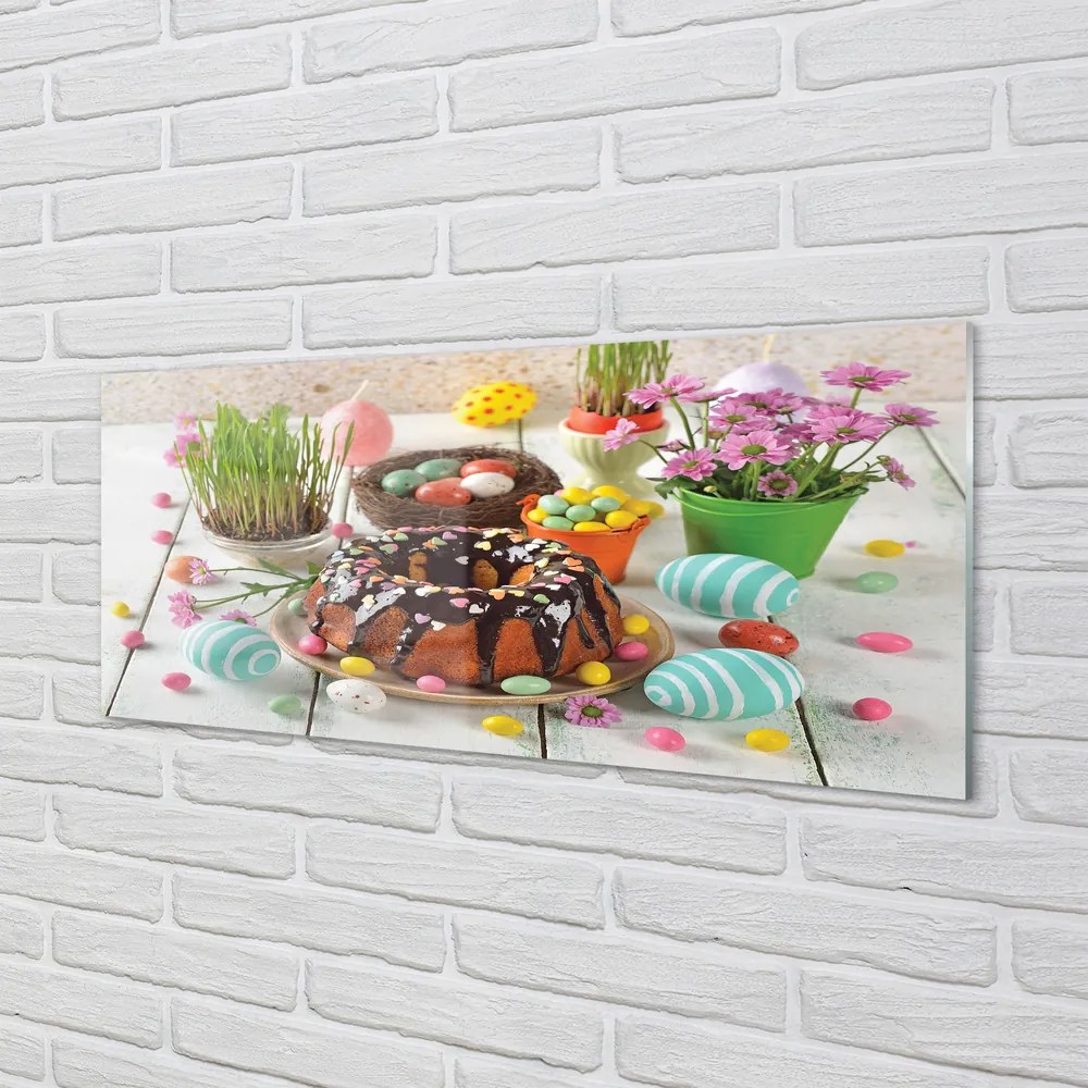 Akrilkép Tojás torta virág 140x70 cm 4 fogas