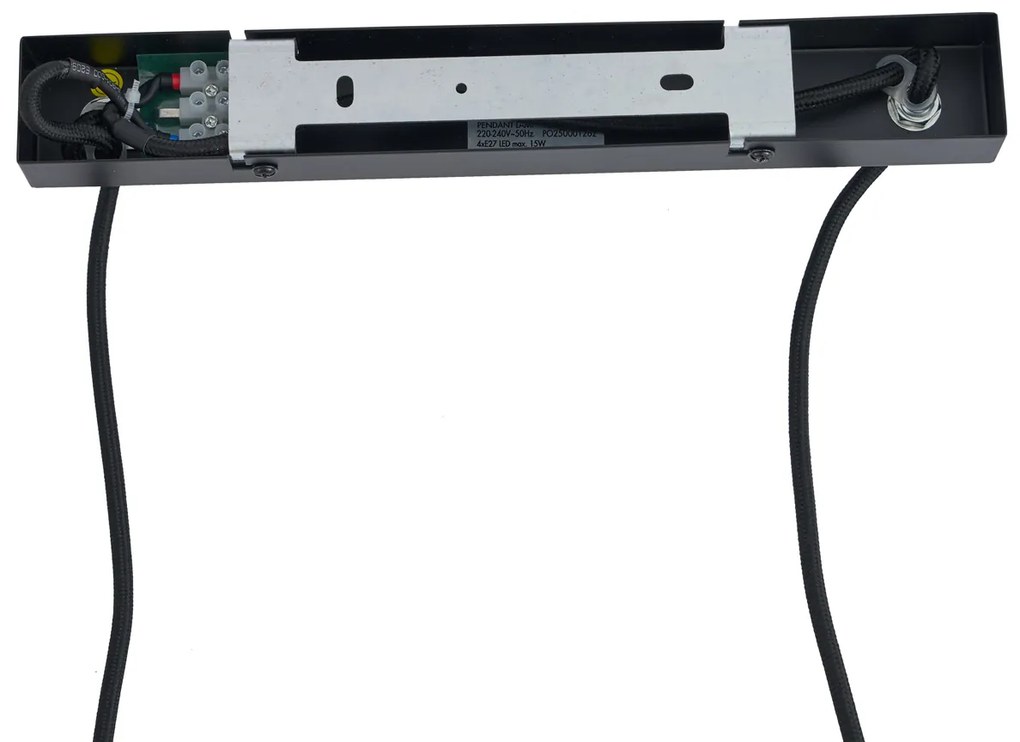 Modern függőlámpa fekete fa, füstüveggel, 4-es - Aleks