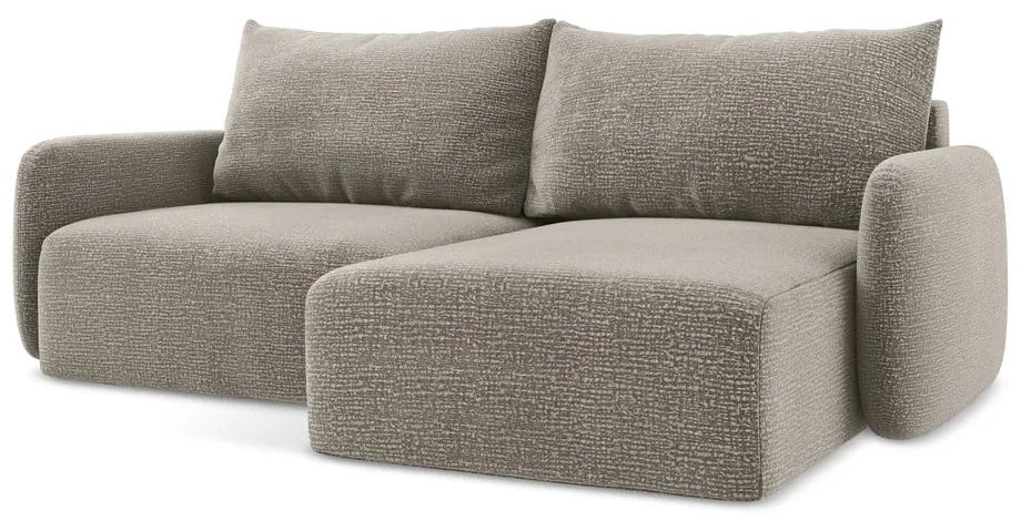 Bézs kinyitható-tárolóhelyes sarokkanapé (jobb oldali) Kalena – Makamii