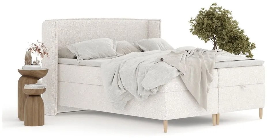 Krémszínű ágyneműtartós boxspring ágy 200x200 cm Monpelli – Maison de Rêve