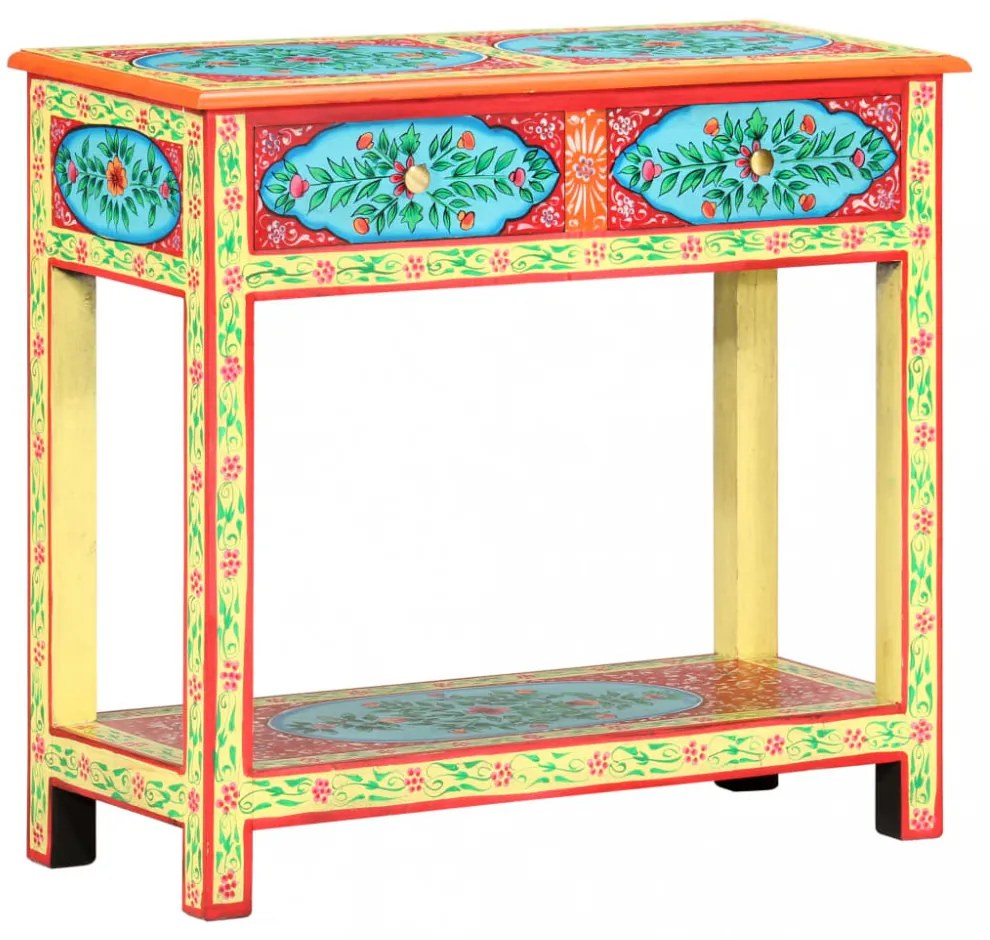 kézzel festett tömör mangófa tálalóasztal 80 x 35 x 75 cm