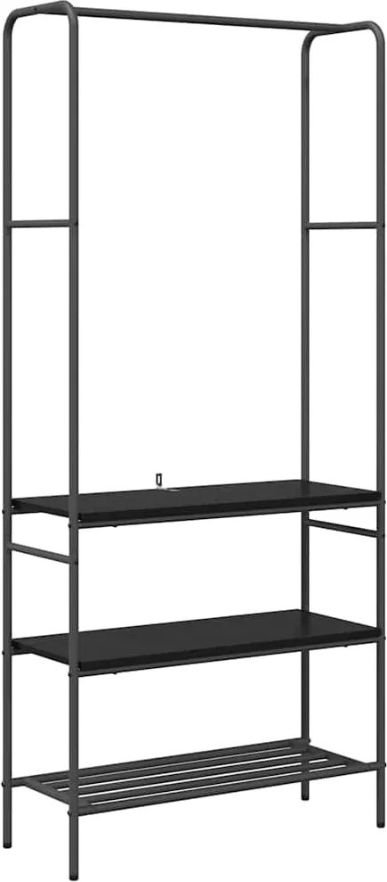 vidaXL Ruhafogó polcokkal Fekete tölgy 77 x 30 x 171 cm Faanyag