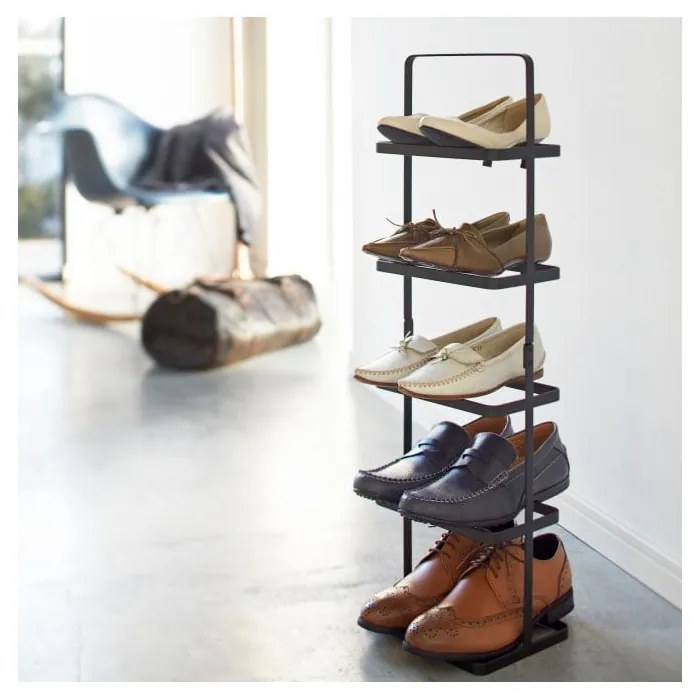 Fekete fém cipőtartó állvány Tower Shoe Rack – YAMAZAKI