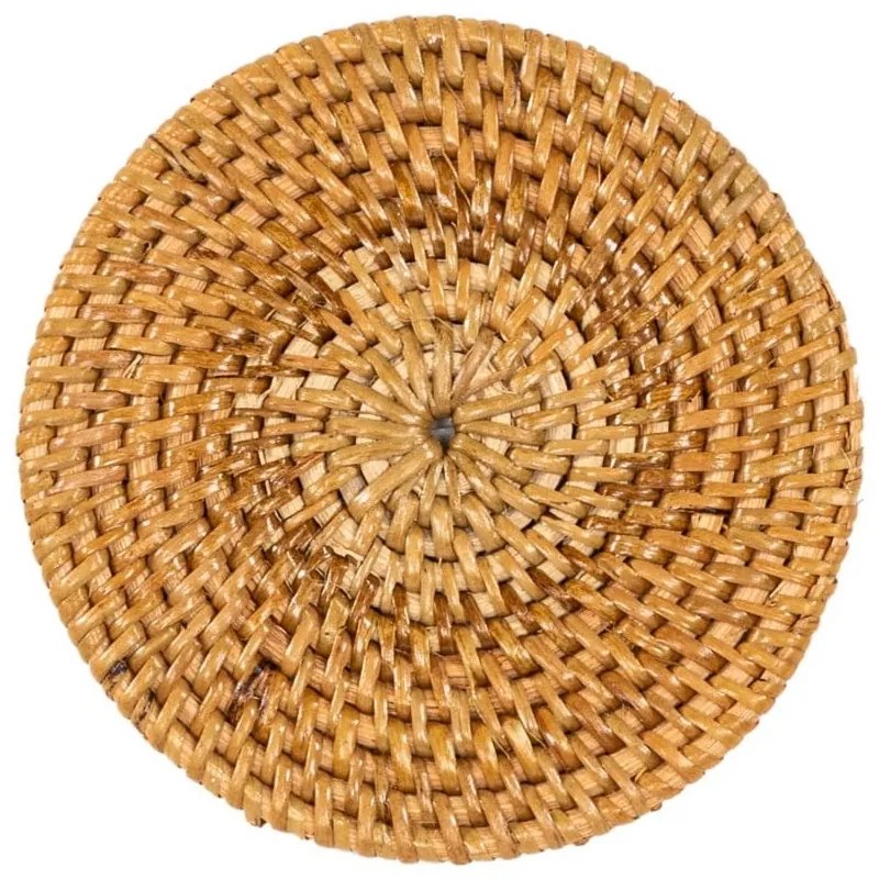 Sötét natúr színű rattan poháralátét szett 6 db-os állvánnyal – Tiseco Home Studio