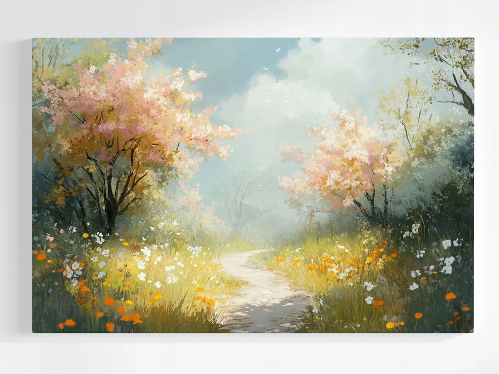 Poszter Tájkép Kilátás Út Ösvény Fák Tavasz 60x40