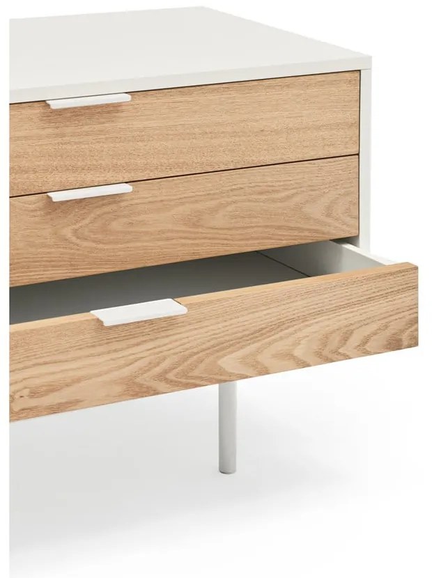 Fehér-natúr színű TV-állvány tölgyfa dekorral 180x52 cm Sierra – Teulat