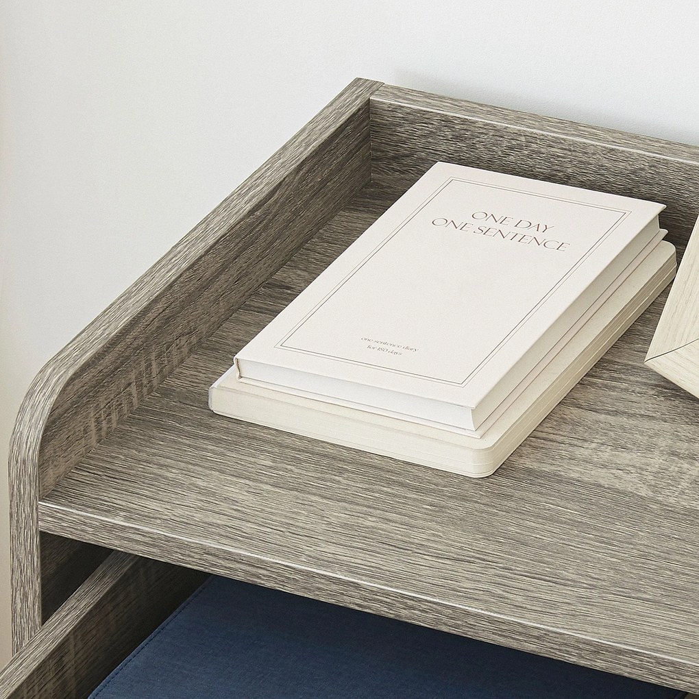 HOMCOM 2 darab fali éjjeliszekrény - Csúszós fiók, polc - Forgácslapból Dim. 40Sz x 30M x 19,5Ma cm Szürke | Aosom