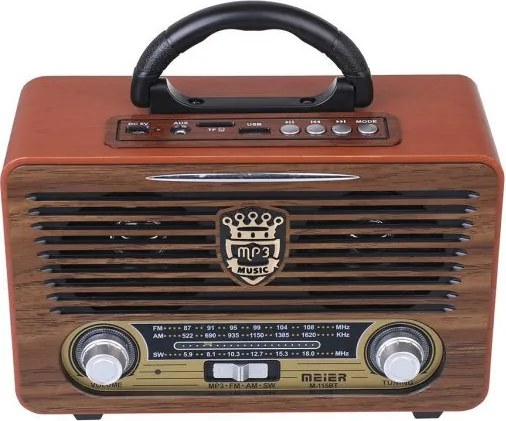 Meier M-U115BT Retro Rádió + MP3 FM/AM/SW3 USB SD/TF kártya olvasás Funkció Távirányító Régi Stílusú Rádió Arany-barna
