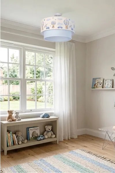 Brilagi-LED Gyermek plafonlámpa BOBO 1xE27/60W/230V átm.40cm krém./kék/maci.