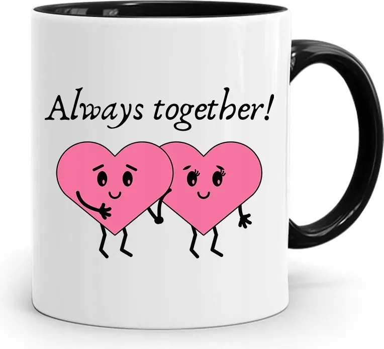 Fekete Bögre Always Together Feleség Barátnőjének, fényképes nyomattal