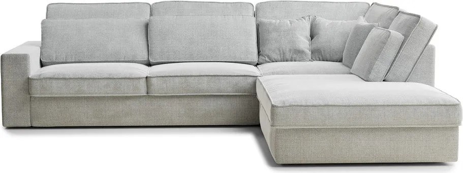 Világosszürke zsenília sarokkanapé (jobb oldali-L alakú) Kirou – Maison de Rêve