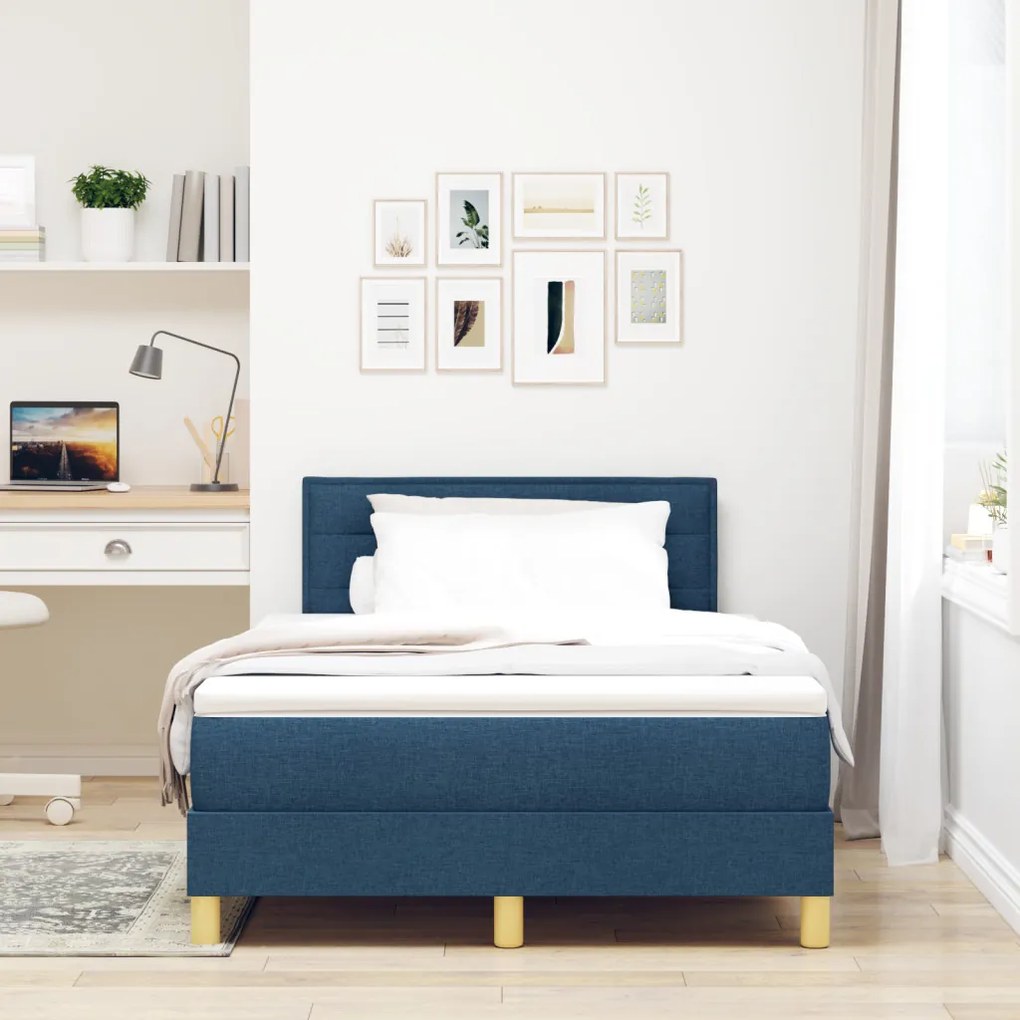Box Spring Ágy Matraccal Kék 120x200 cm Szövet