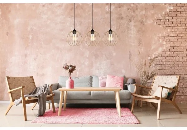 Csillár zsinóron MATT 3xE27/60W/230V fekete/arany