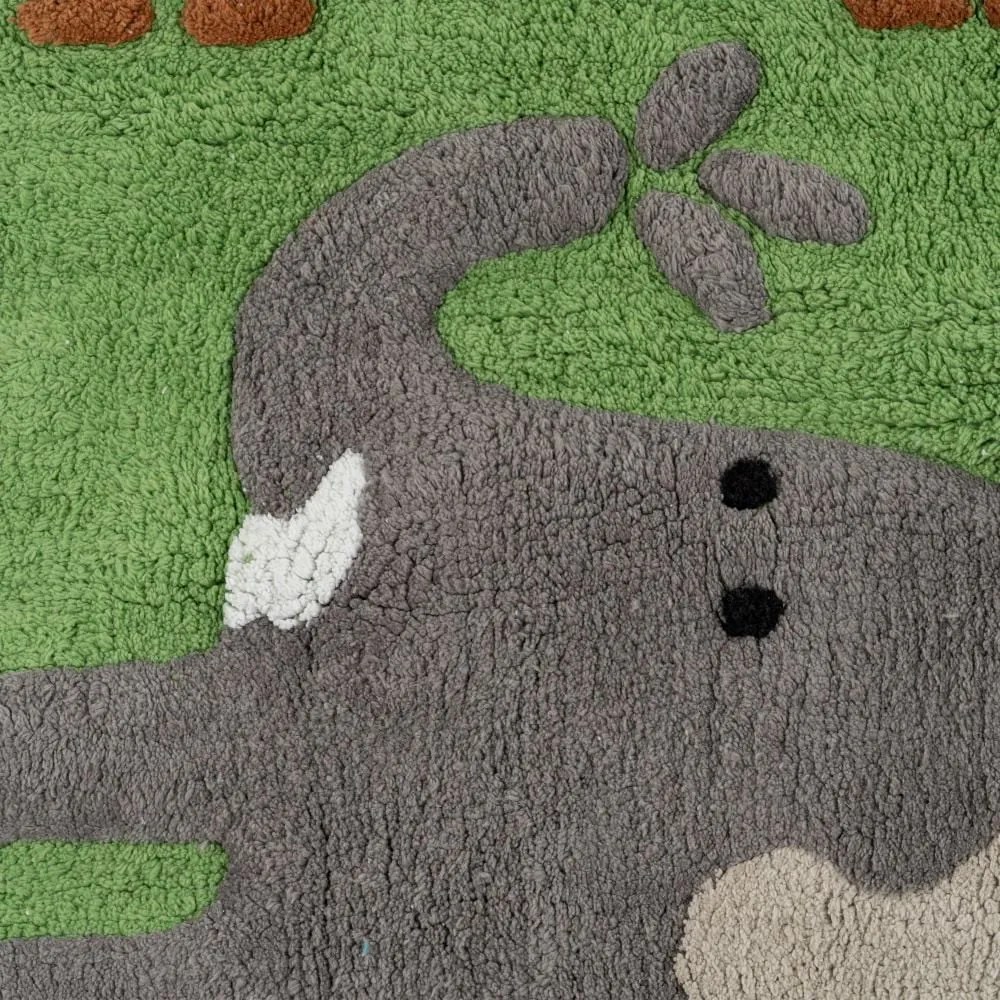 Zöld mosható pamut futószőnyeg 90x175 cm Animals – Ixia