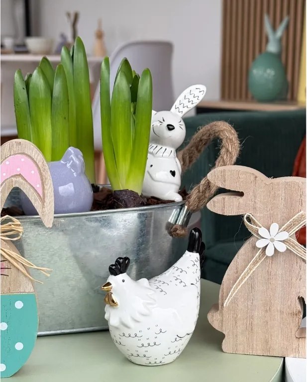 Kerámia tyúk HENIQUE 8 cm fehér - több kialakítás