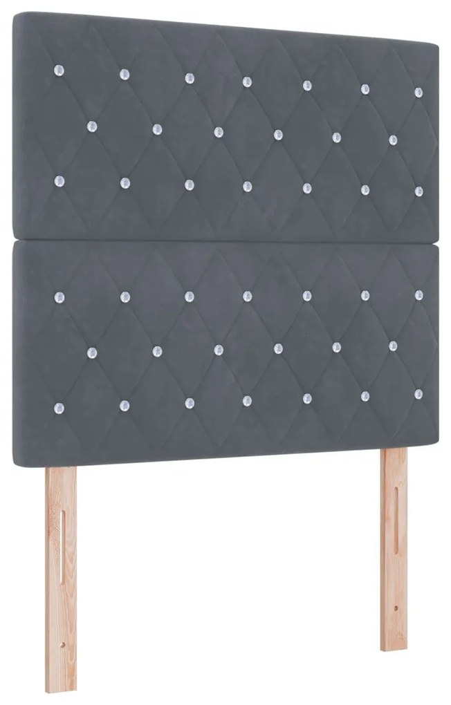 Bársony Fejtámla Argyle fejtámlával Sötétszürke 100 cm Bársony