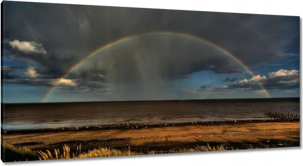 Vászonkép 115x55 Szivárvány a tengerparton