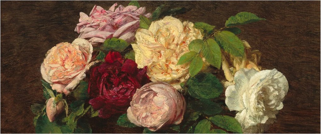 Kép - Henri Fantin-Latour, Roses de Nice on a Table, reprodukciók (120x50 cm)