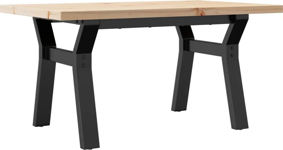 vidaXL tömör fenyőfa és acél Y-vázú dohányzóasztal 80x50x40,5 cm