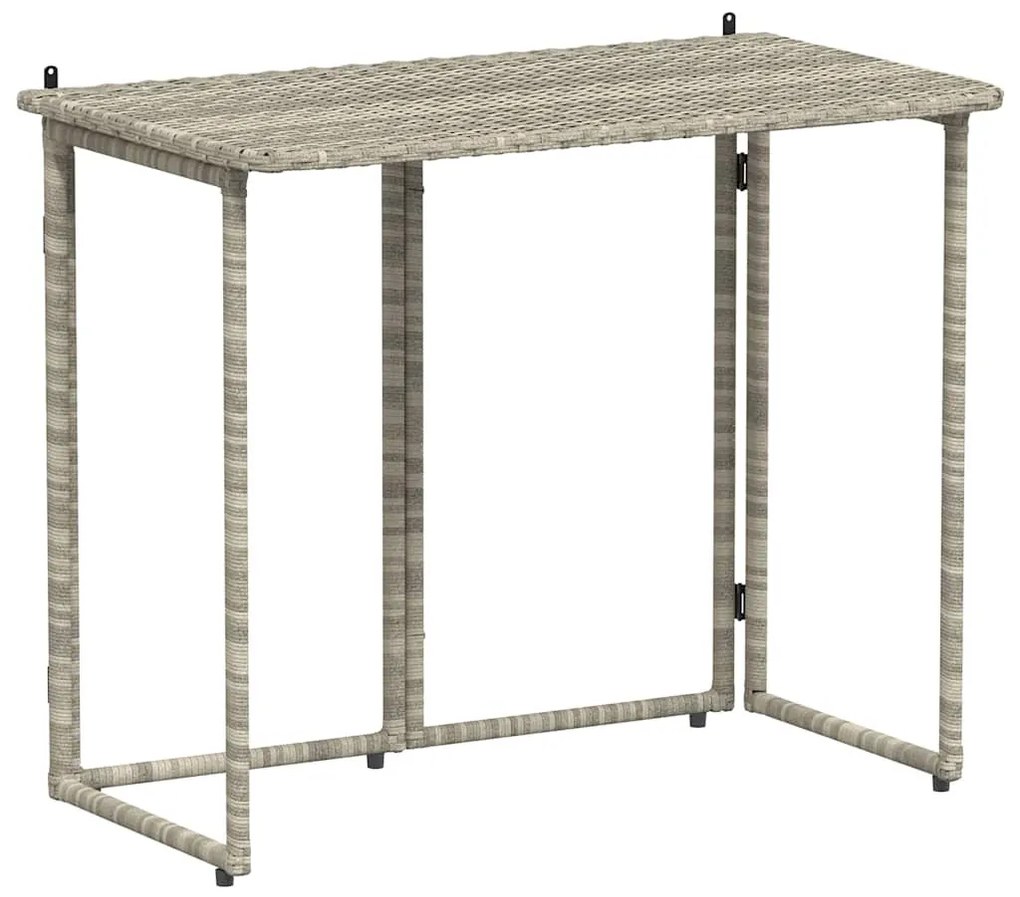 világosszürke polyrattan összecsukható kerti asztal 90x51x75 cm