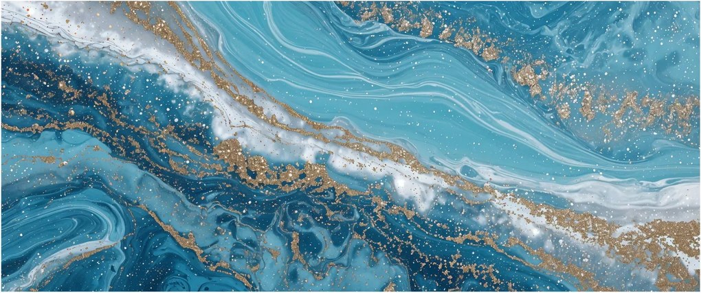 Kép - Világoskék márvány arannyal I. (120x50 cm)