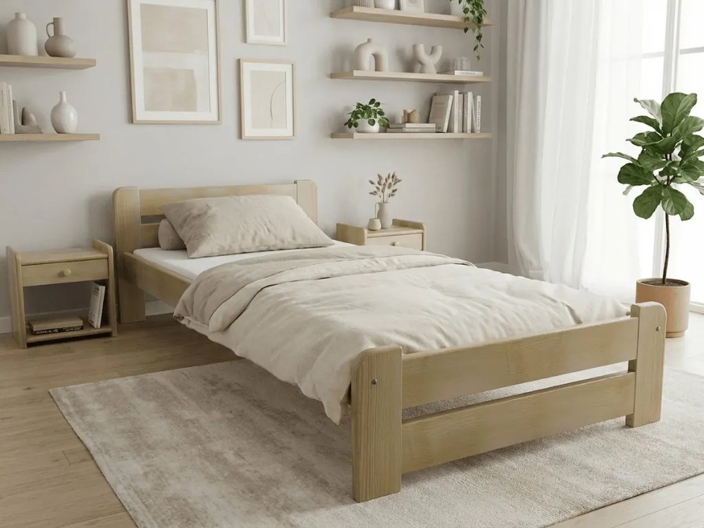 Laura ágy 90x200 cm, fenyőfa Ágyrács: Léces ágyrács, Matrac: Sommera 18 cm matrac