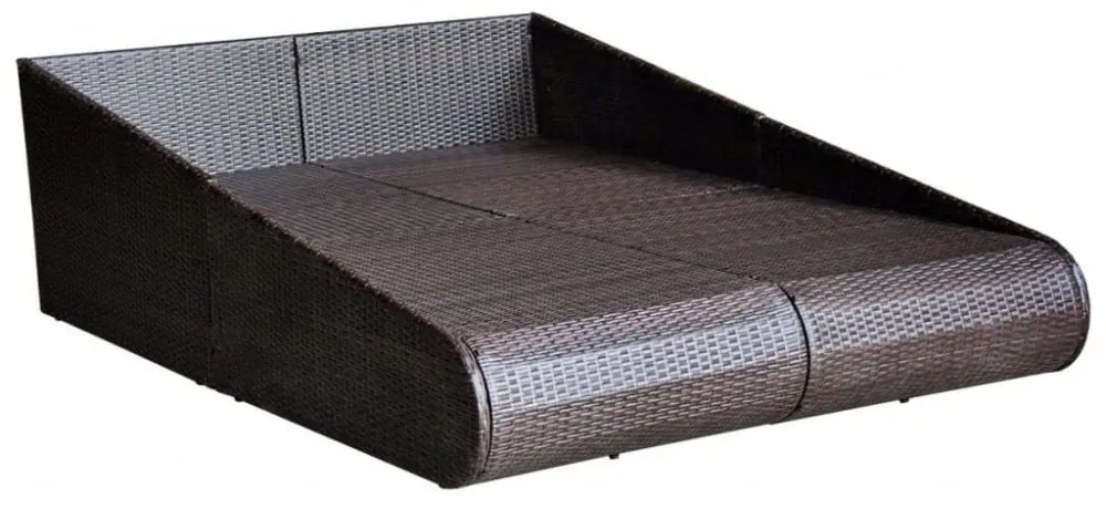 barna polyrattan kerti ágy 110 x 200 cm