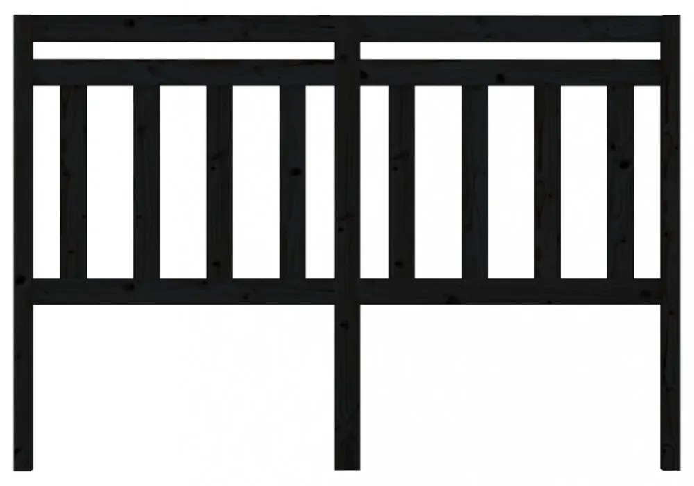 fekete tömör fenyőfa ágyfejtámla 146 x 4 x 100 cm
