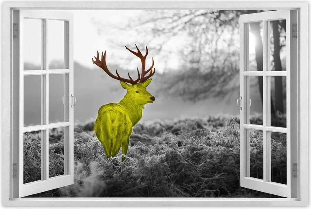 Poszter 60x40 Sárga szarvas Erdő Tájkép