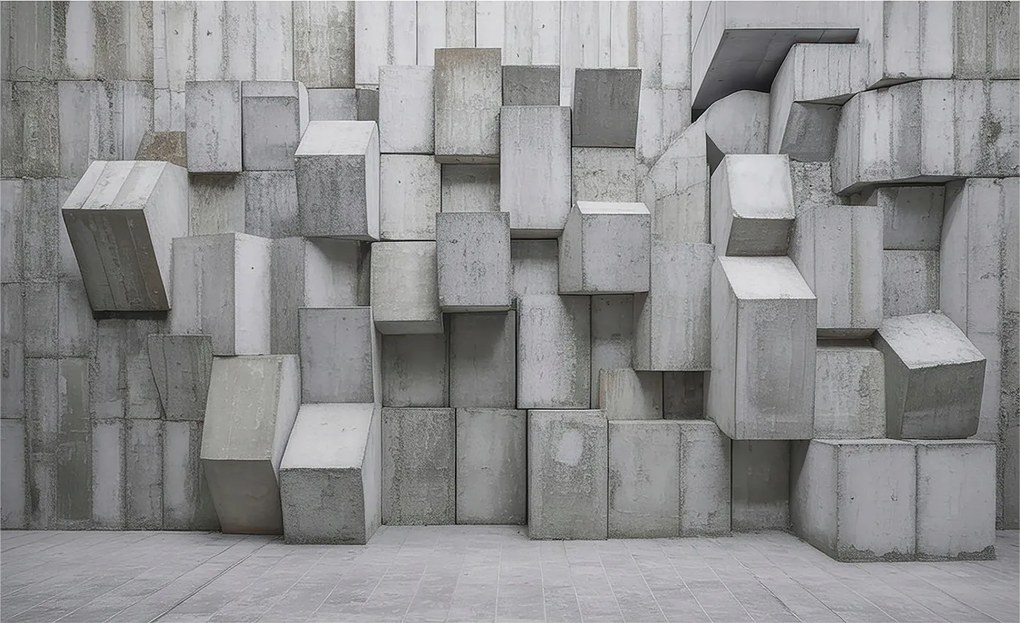 Fotótapéta Flizelin Fali ragasztó Szett Beton tömbök 416x254 Ragasztó