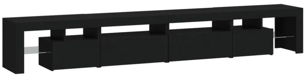 fekete TV-szekrény LED-világítással 260x36,5x40 cm