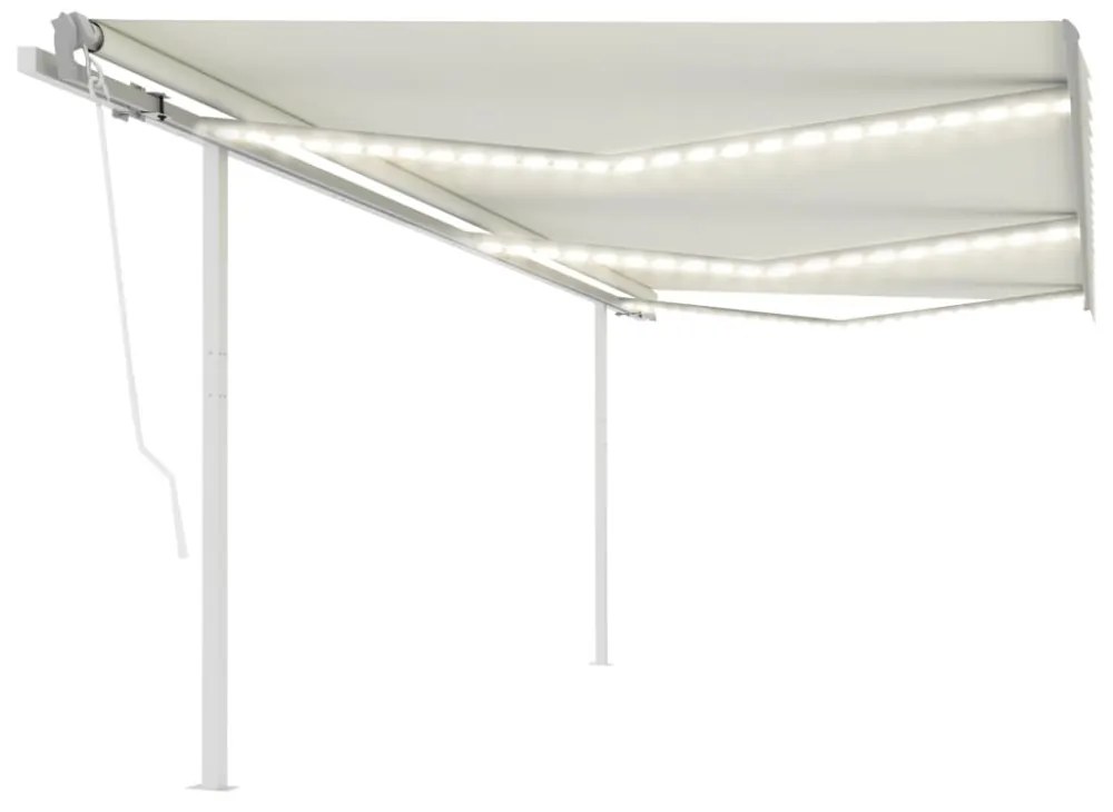 krémszínű automata szélérzékelős és LED-es napellenző 6 x 3 m