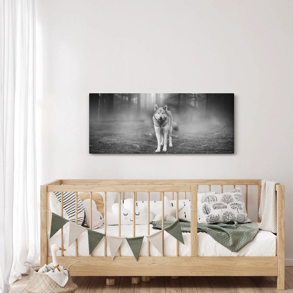 Kép - erdő őr, fekete-fehér (120x50 cm)