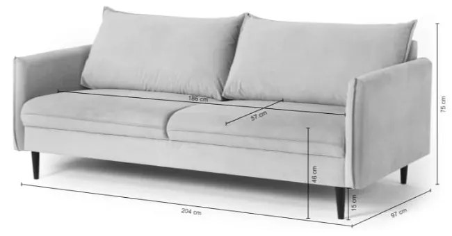 Sötétkék bársony kanapé 203 cm Juli – Ropez