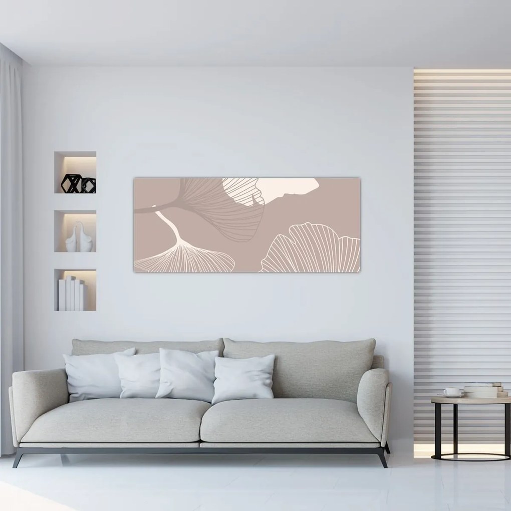 Kép - Bézs színű levelek N⁰1 (120x50 cm)