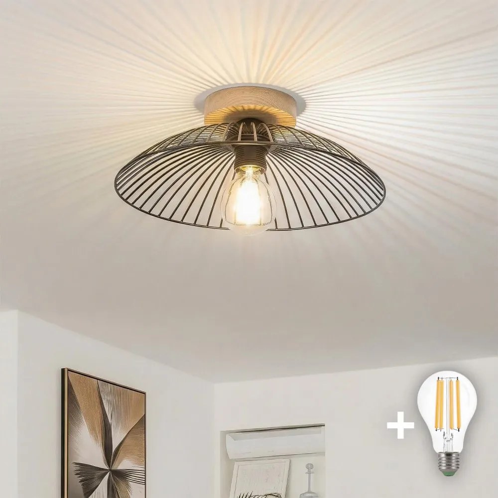 Brilagi - LED felületre szerelhető csillár CERIA WIRE 1xE27/40W/230V Ø 38 cm fekete/tölgy