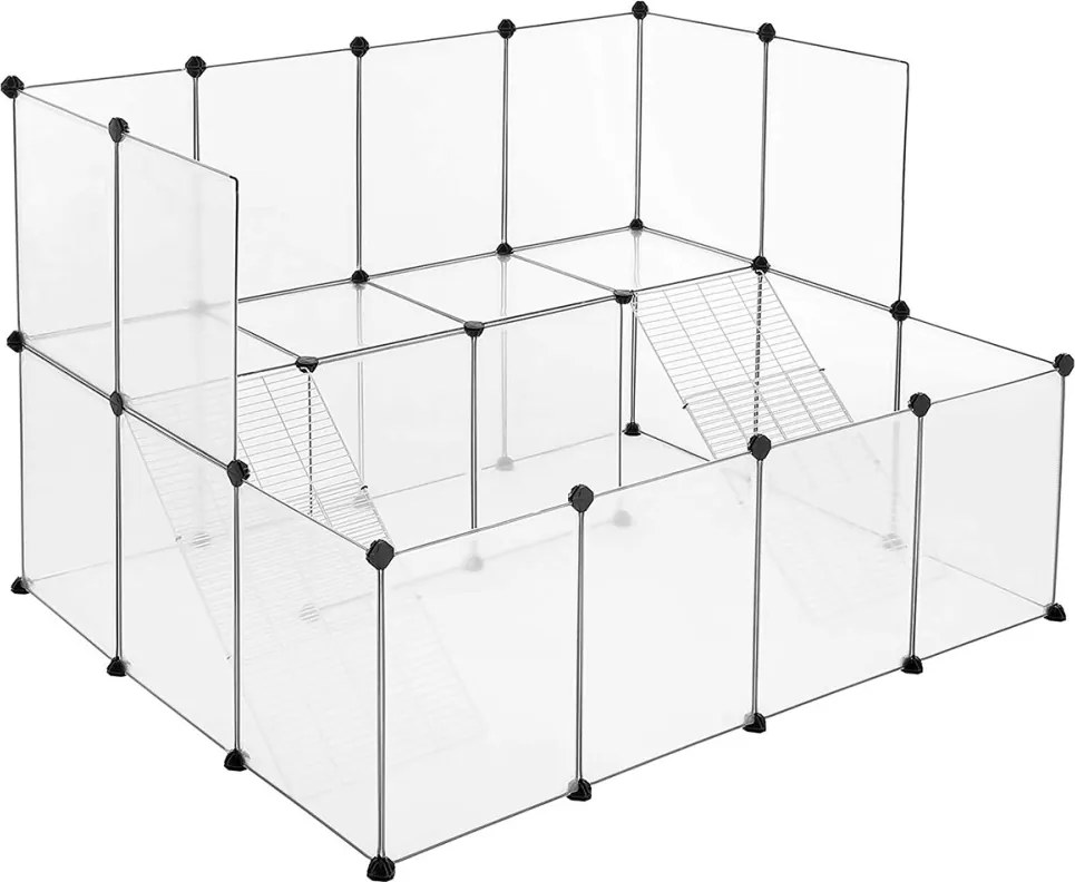 Ketrec háziállatoknak, műanyag átlátszó elemekkel, fehér 143x108x93cm
