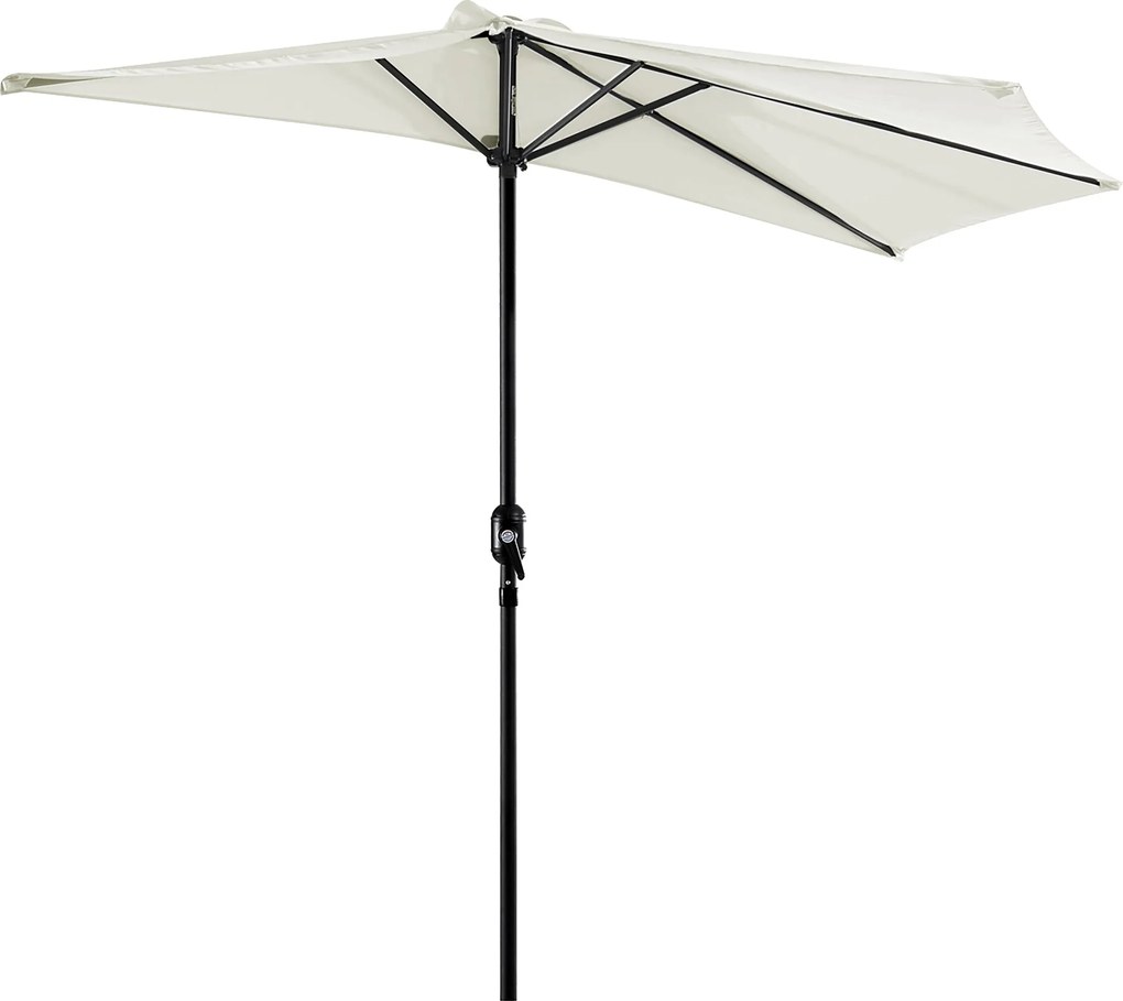 Outsunny Napernyő 270x137x236 cm-es Kerti Napernyő Kézi Forgató Rendszerrel és Félkör Alakú Kivitellel Teraszhoz, Pavilonhoz, Medencéhez - Krém | Aoso