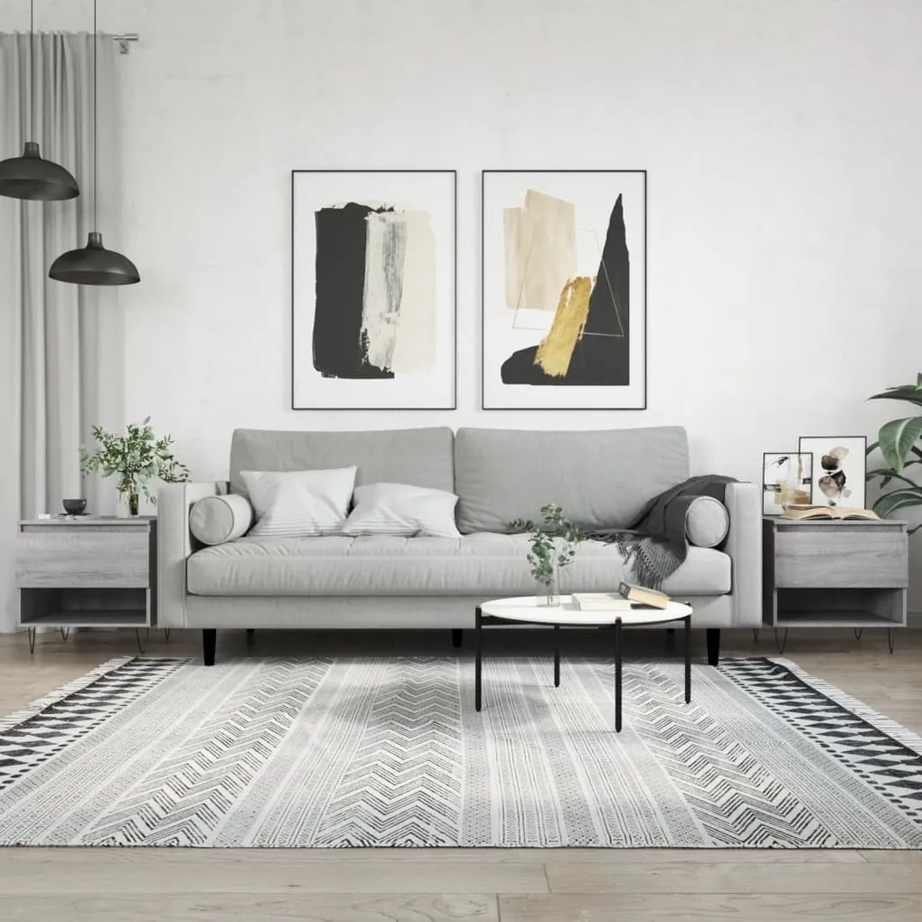 2 db szürke sonoma szerelt fa dohányzóasztal 50 x 46 x 50 cm