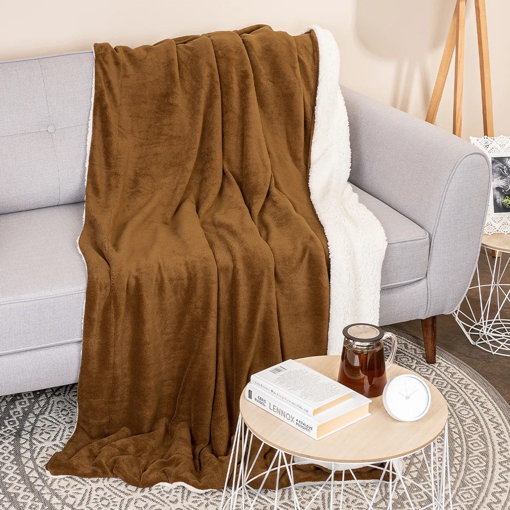 4Home gyapjú hatású pléd, sötétbarna, 150 x 200 cm