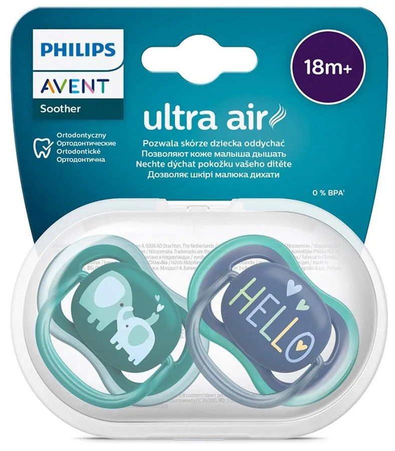 Baba cumi Ultra air Avent + 18 hónap - 2 darab fiú elefánt, vel. 18+ h