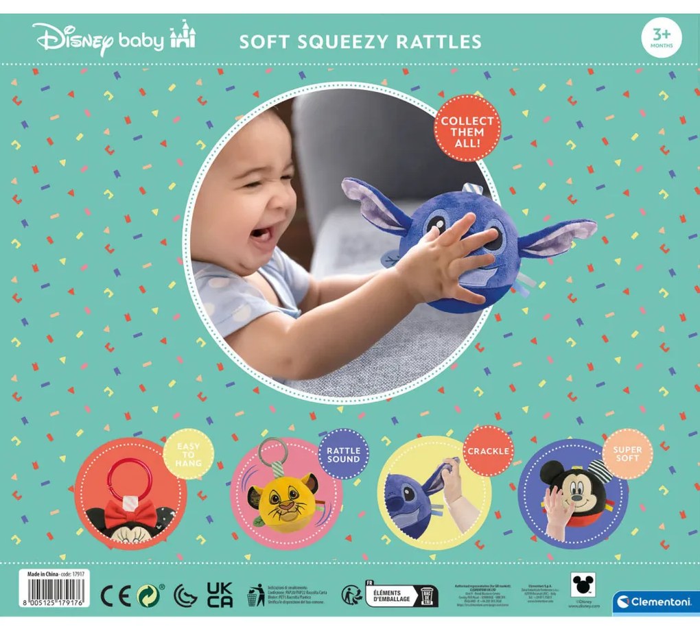 Disney Minnie Round plüss labdafigura, baba csörgő Clementoni