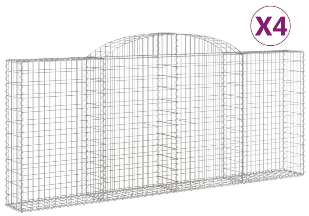 4 db íves horganyzott vas gabion kosár 300x30x120/140 cm