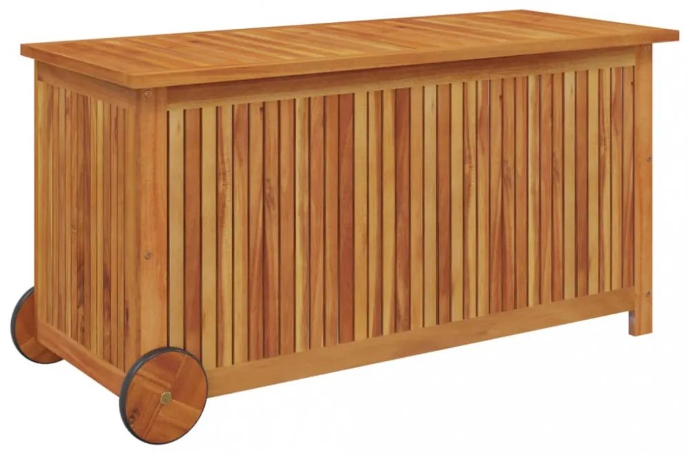 tömör akácfa kerti tárolóláda kerekekkel 113 x 50 x 58 cm