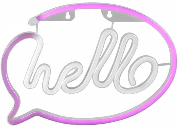 LED Neon falidekoráció HELLO 3W USB, rózsaszín, 3xAA