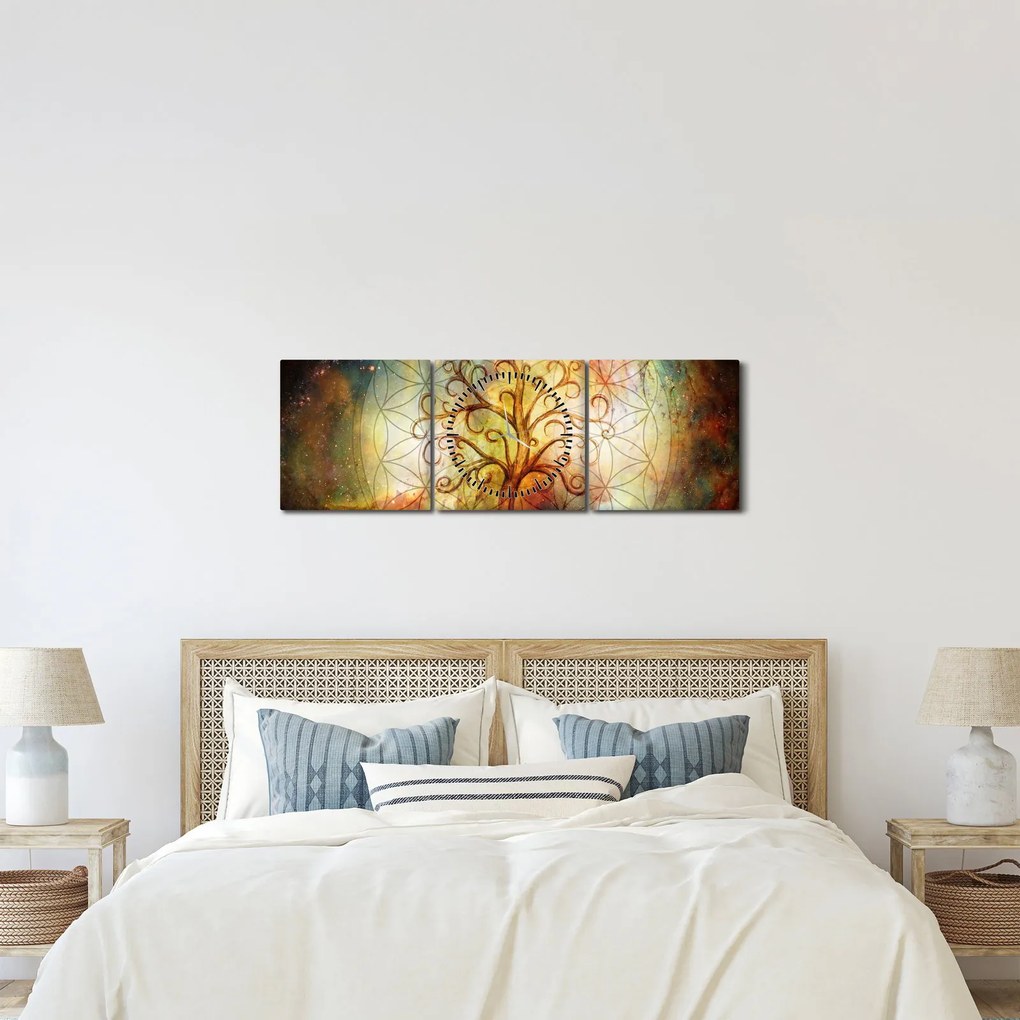 Absztrakt kép fáról (órával) (90x30 cm)