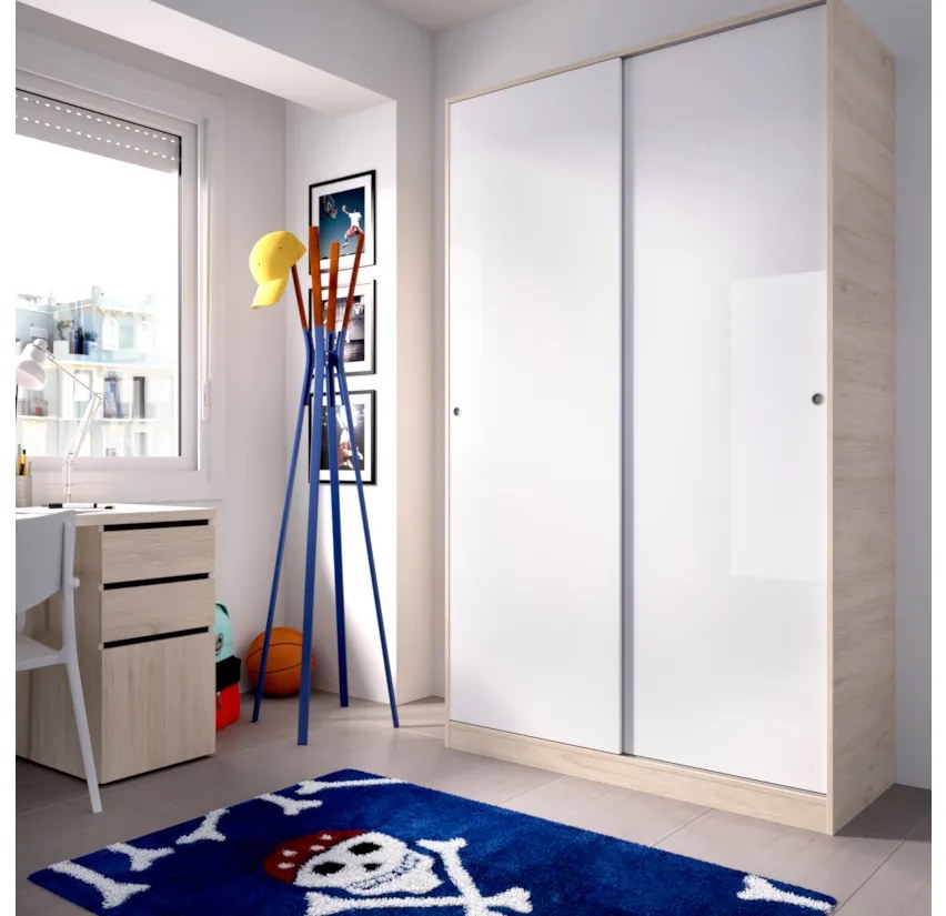 SLIDO 3 ruhásszekrény, 120x204x50, természetes